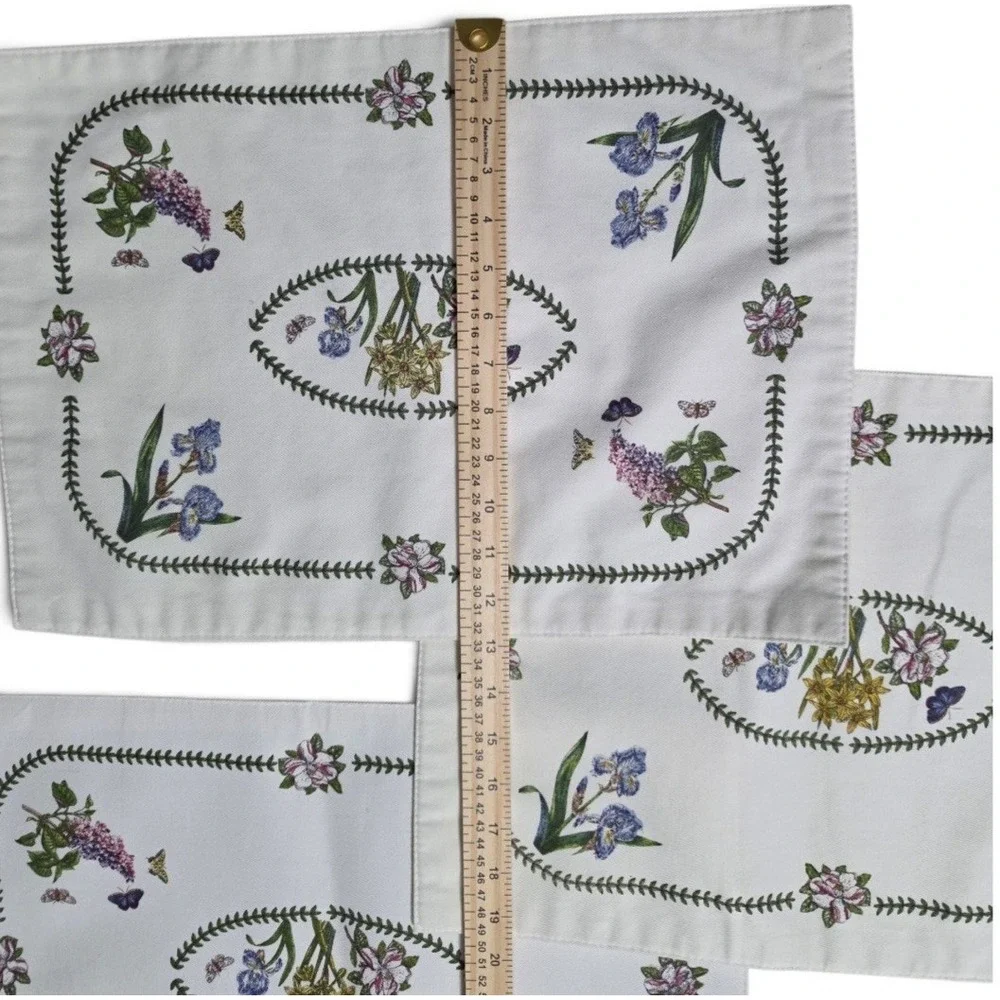Set of 4 Floral Butterfly Placemats Embroidered Botanical Cottagecore 20x14